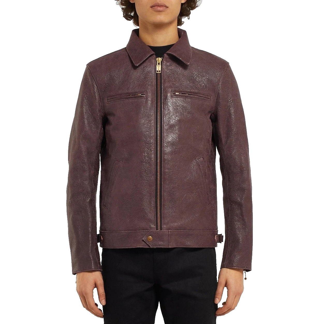 Blackmeans Distressed Leather Jacket Size 4 Us Slim Fit M Mens Brown $2130